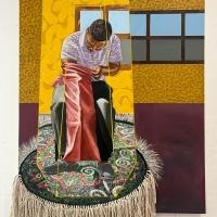  Feni Chulumanco – Untitled, 2023, Acrylic and textile on canvas Courtesy Osart Gallery and the artist