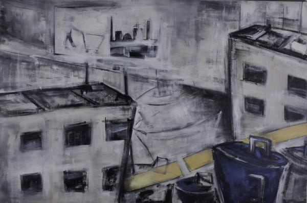 Katia Dilella - Angolo di città, acrilico su tela, 2009
