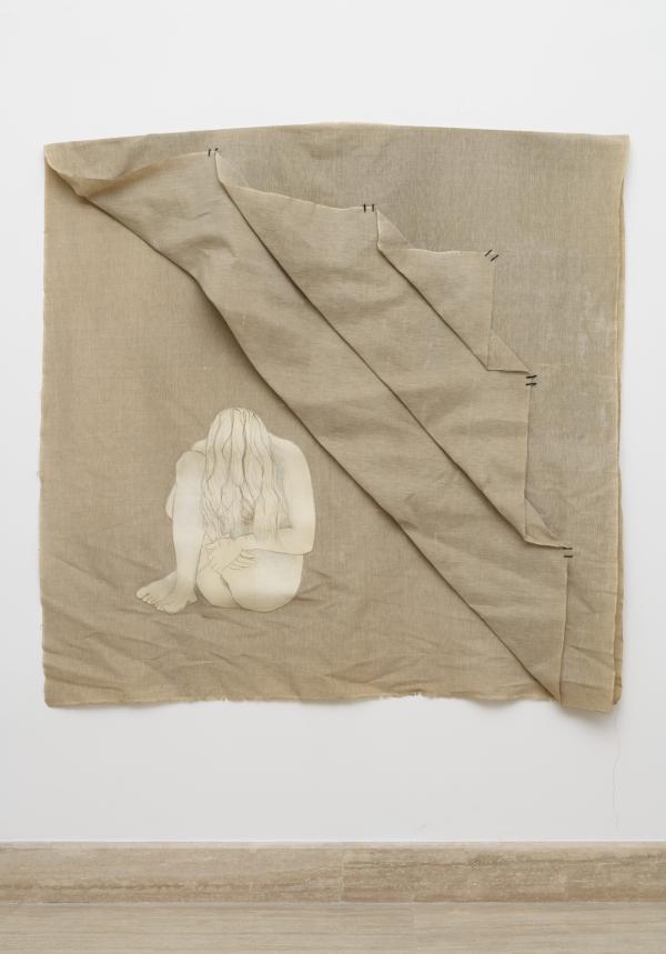 Franca Maranò – Abito mentale, 1977, tela medievale filo di cotone nero
