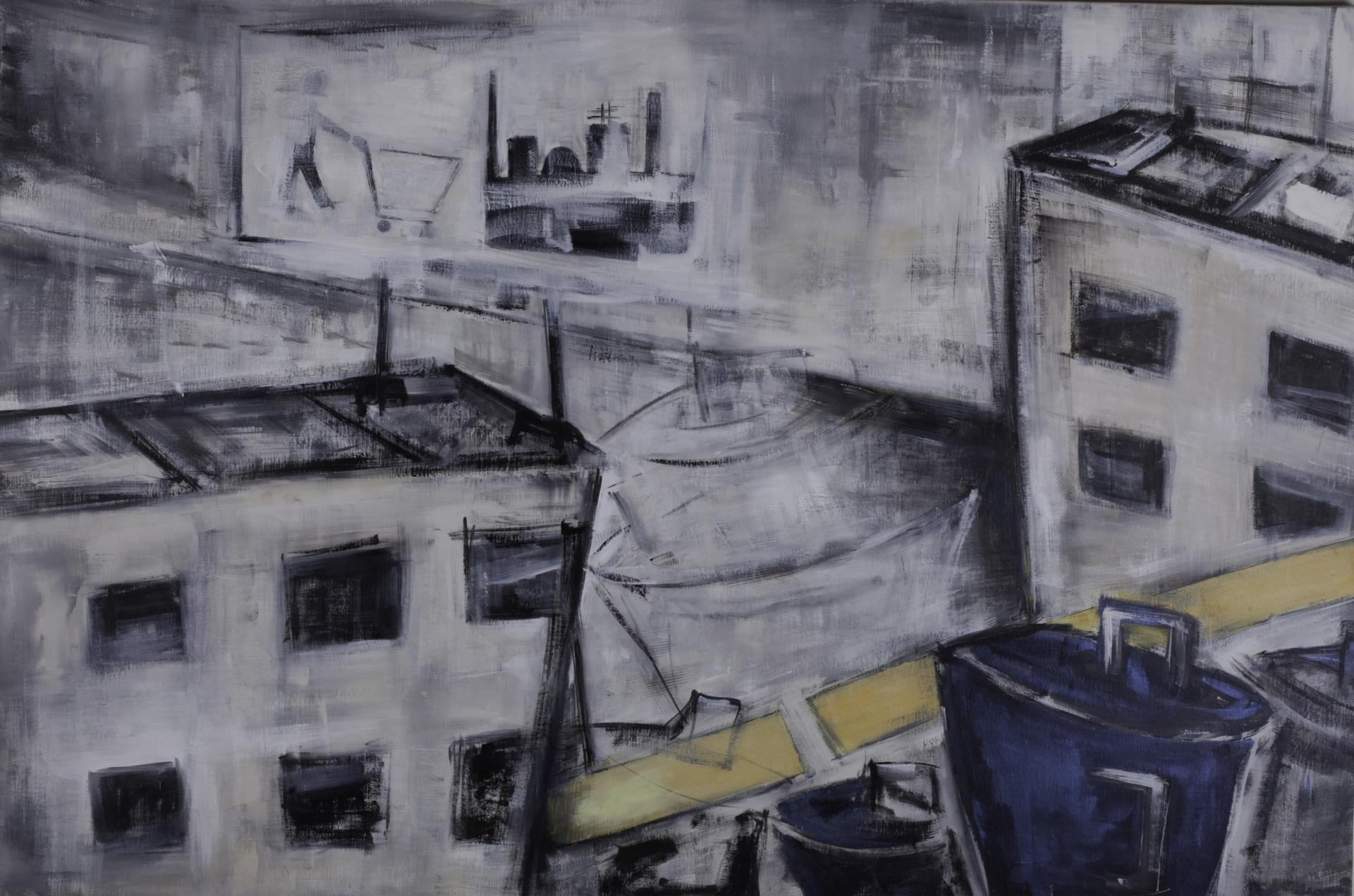 Katia Dilella - Angolo di città, acrilico su tela, 2009
