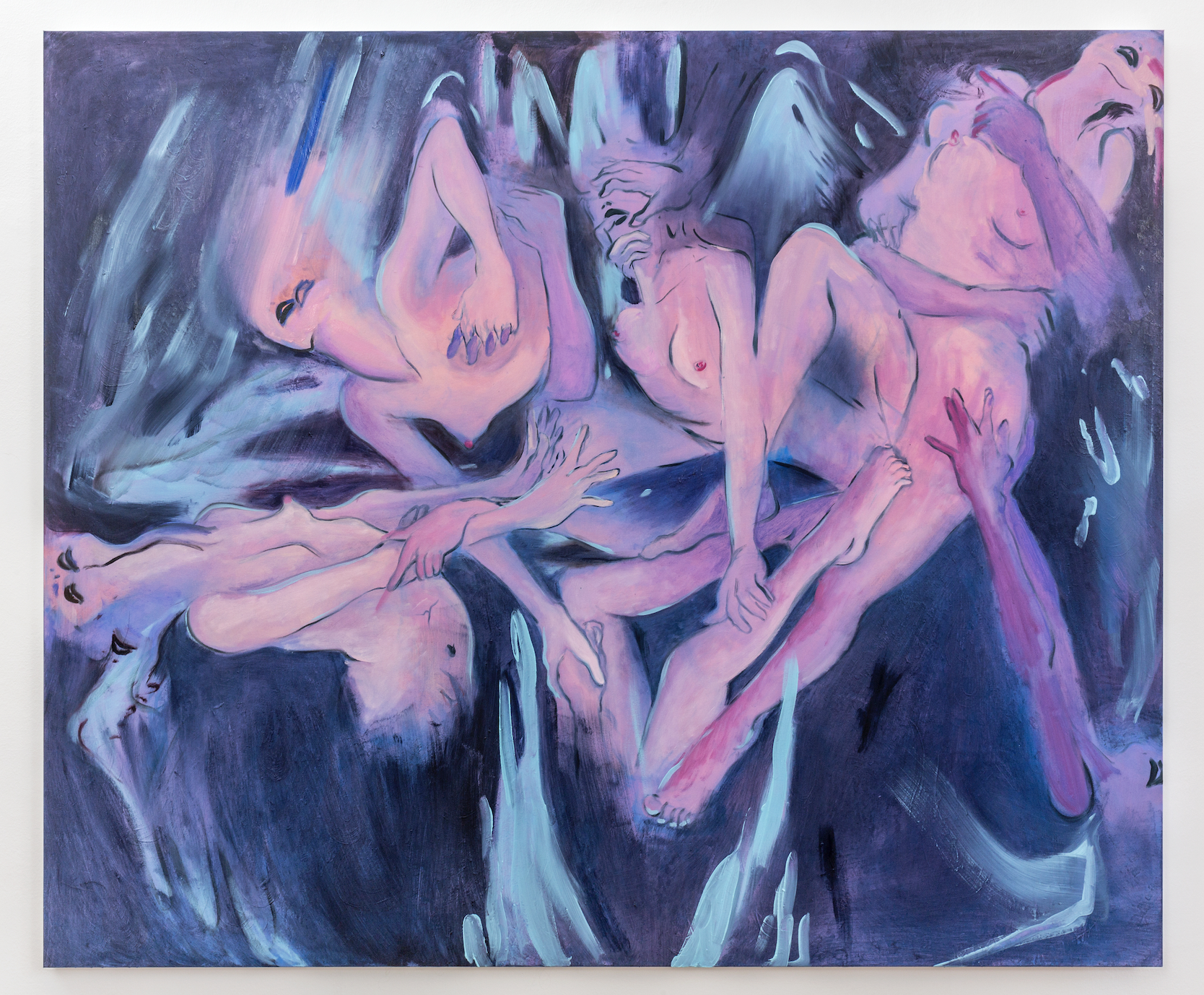 Lauren Wy, Ancient Bodies, false self, 2024-2025, oil on canvas, 150x180 cm, ph © Beppe Giardino, courtesy of the artist and Simóndi Gallery
