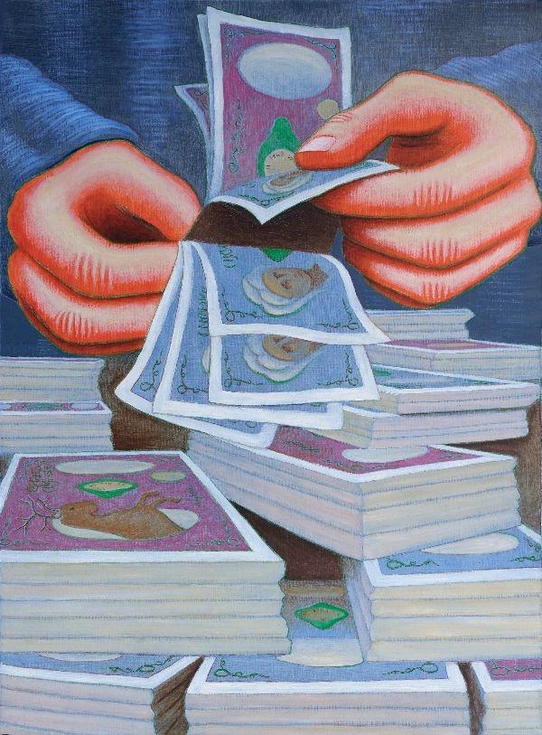 Nicola Vitale - Banconote, 1996, olio su tela